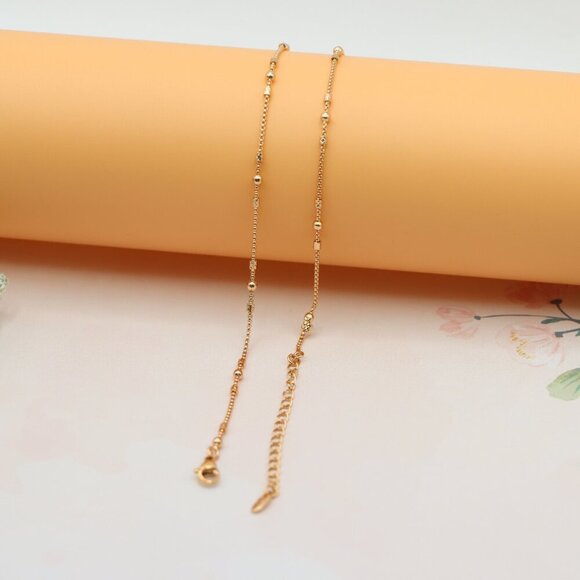 "Delicate Rose Gold Necklace with Beads, XPNL0186 - Picture 10 of 12